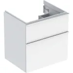 Mueble bajo Geberit serie iCon para lavabo, con dos cajones: Ancho de lavabo=60cm, Cuerpo y frontal: blanco/cubierto de alto brillo, Tirador: cromado brillante